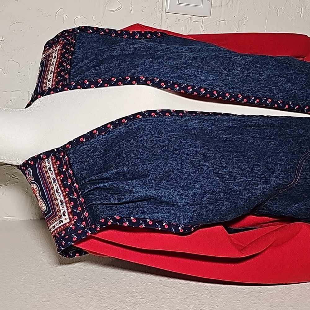 Vintage Patchwork Quilt Denim Jacket Coat Red Lon… - image 6